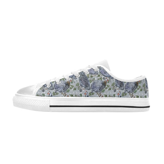 Guinea Fowl Print Design LKS402 Women's White Low Top Shoes