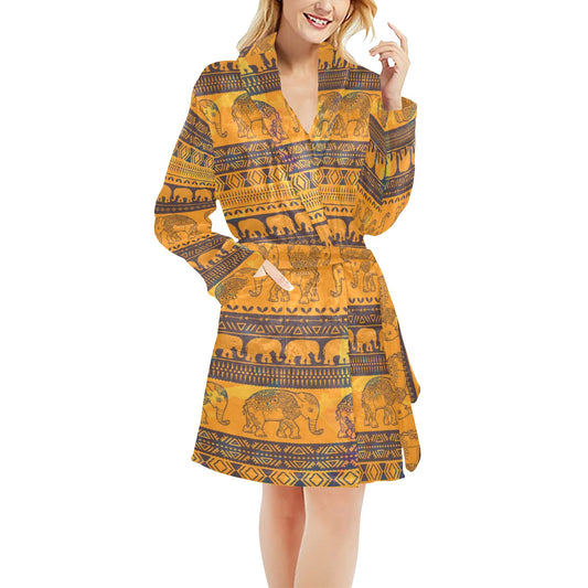 Elephant Aztec Women's Fleece Robe