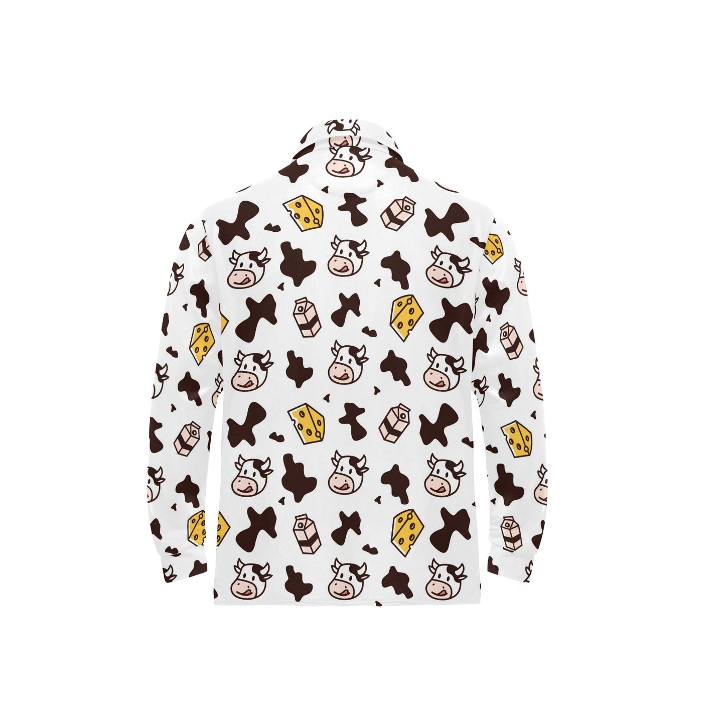 Cow Pattern Print Design 06 Long Sleeve Polo Shirt For Men's