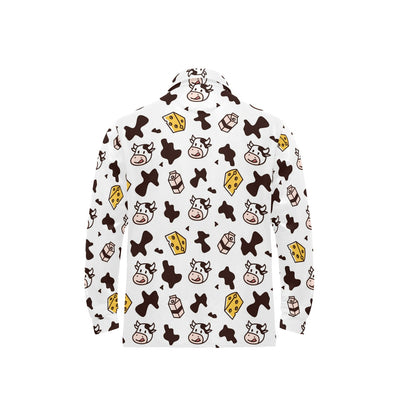 Cow Pattern Print Design 06 Long Sleeve Polo Shirt For Men's