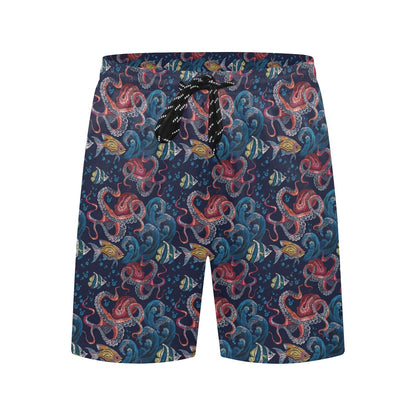 Underwater Giant Squid Print Design LKS302 Men's Swim Trunks Beach Shorts