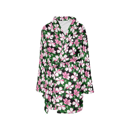 Hibiscus Pink Flower Hawaiian Print Women's Fleece Robe