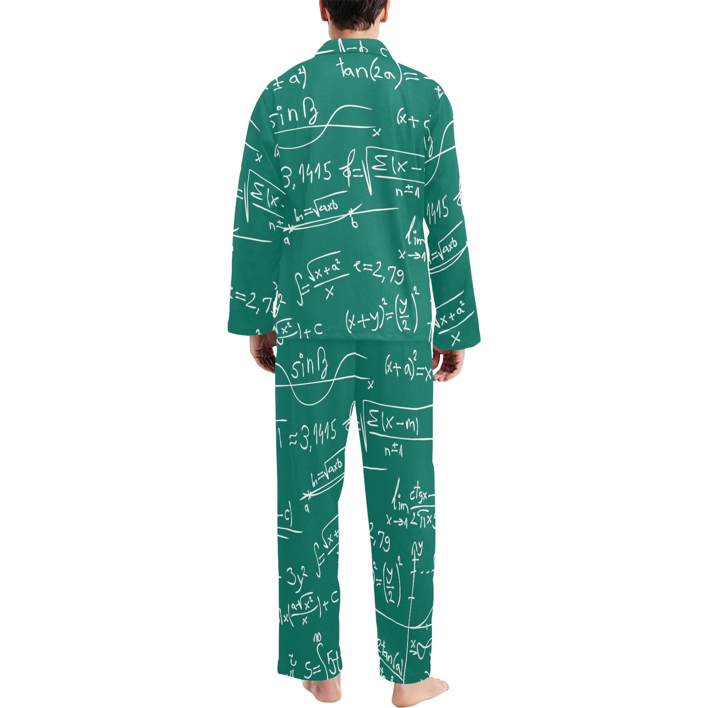 Math Pattern Print Design 01 Men's Long Pajama Set