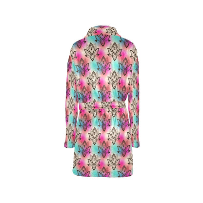 lotus Boho Pattern Print Design LO02 Women's Fleece Robe