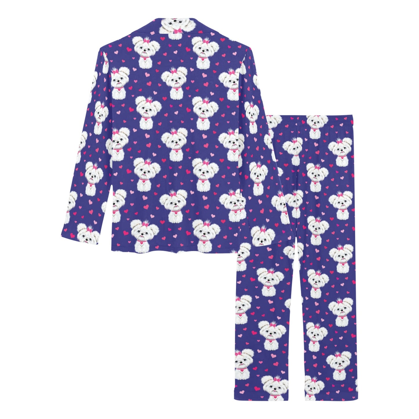 Maltese Pattern Print Design 02 Women's Long Pajama Set