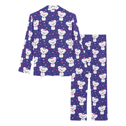 Maltese Pattern Print Design 02 Women's Long Pajama Set