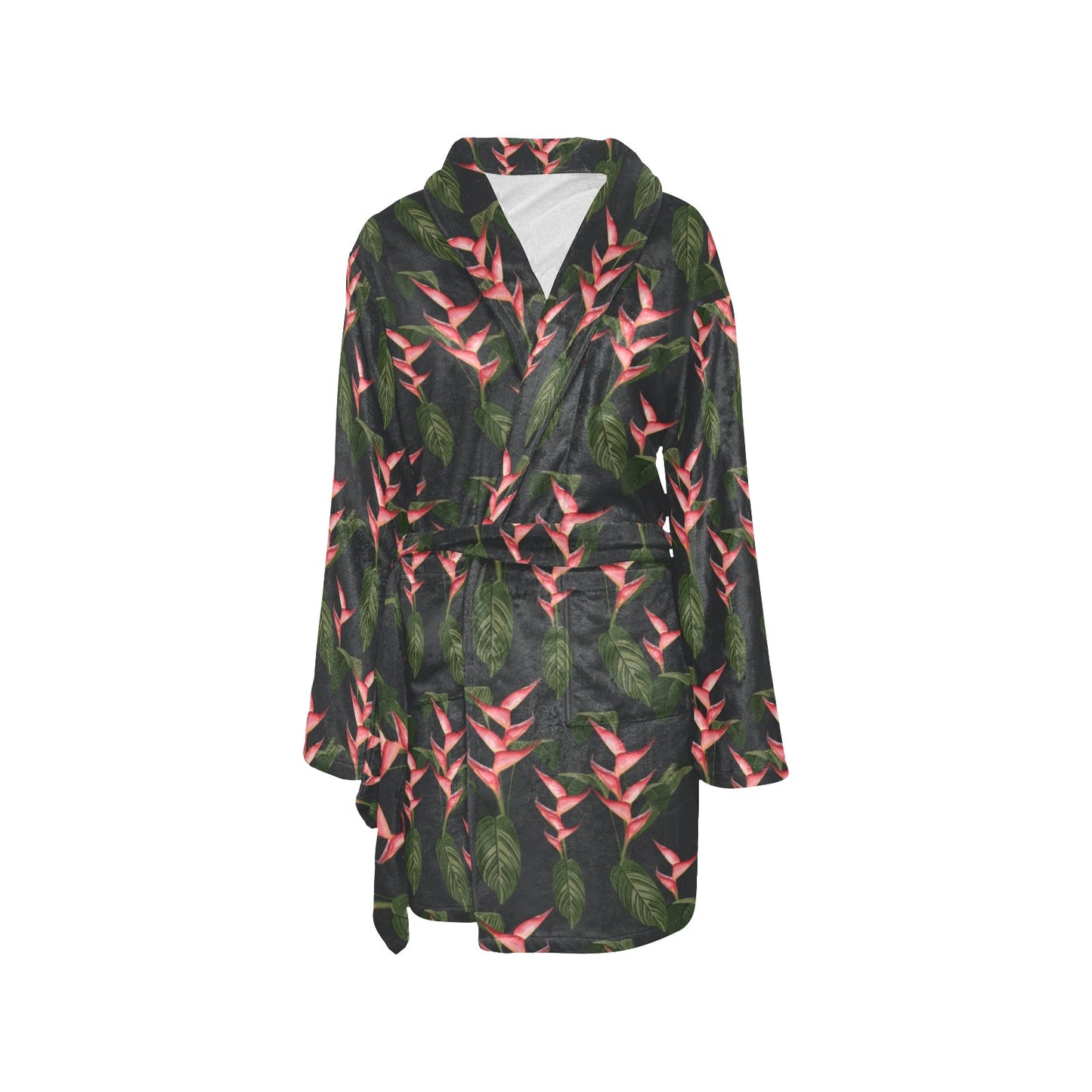 Heliconia Pattern Print Design HL07 Women's Fleece Robe