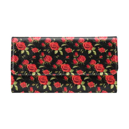 Red Rose Themed Print Women's Trifold Wallet