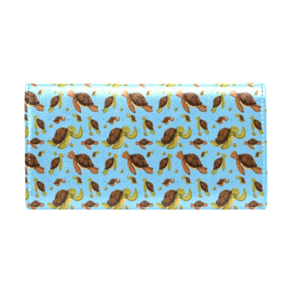 Hello Sea Turtle Print Pattern Women's Trifold Wallet
