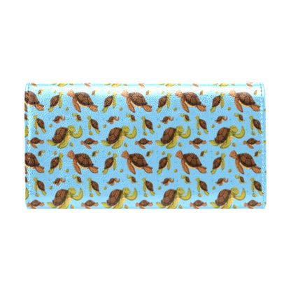 Hello Sea Turtle Print Pattern Women's Trifold Wallet