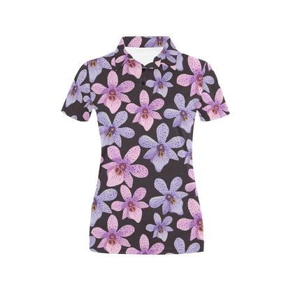 Orchid Pattern Print Design OR08 Women's Polo Shirt