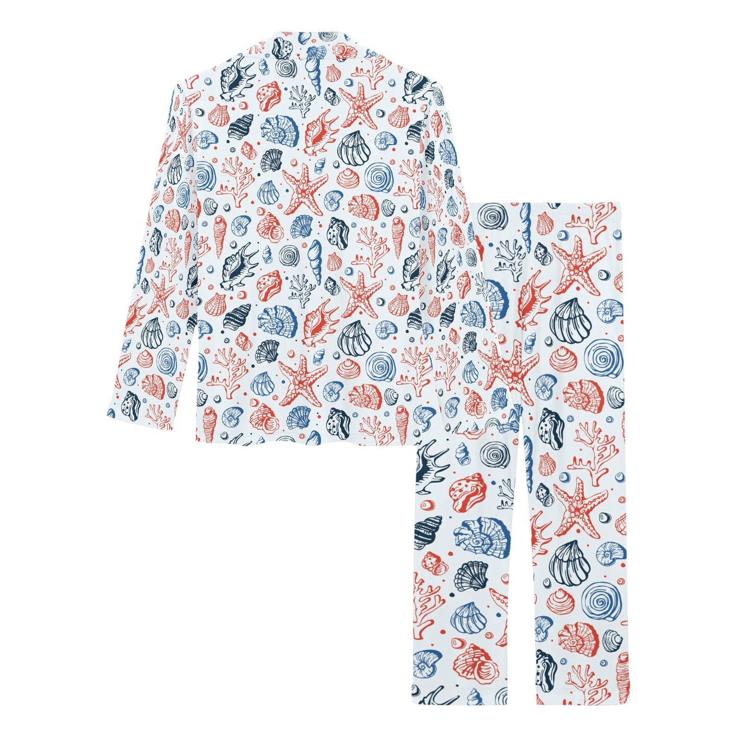 Seashell Print Design LKS307 Women's Long Pajama Set