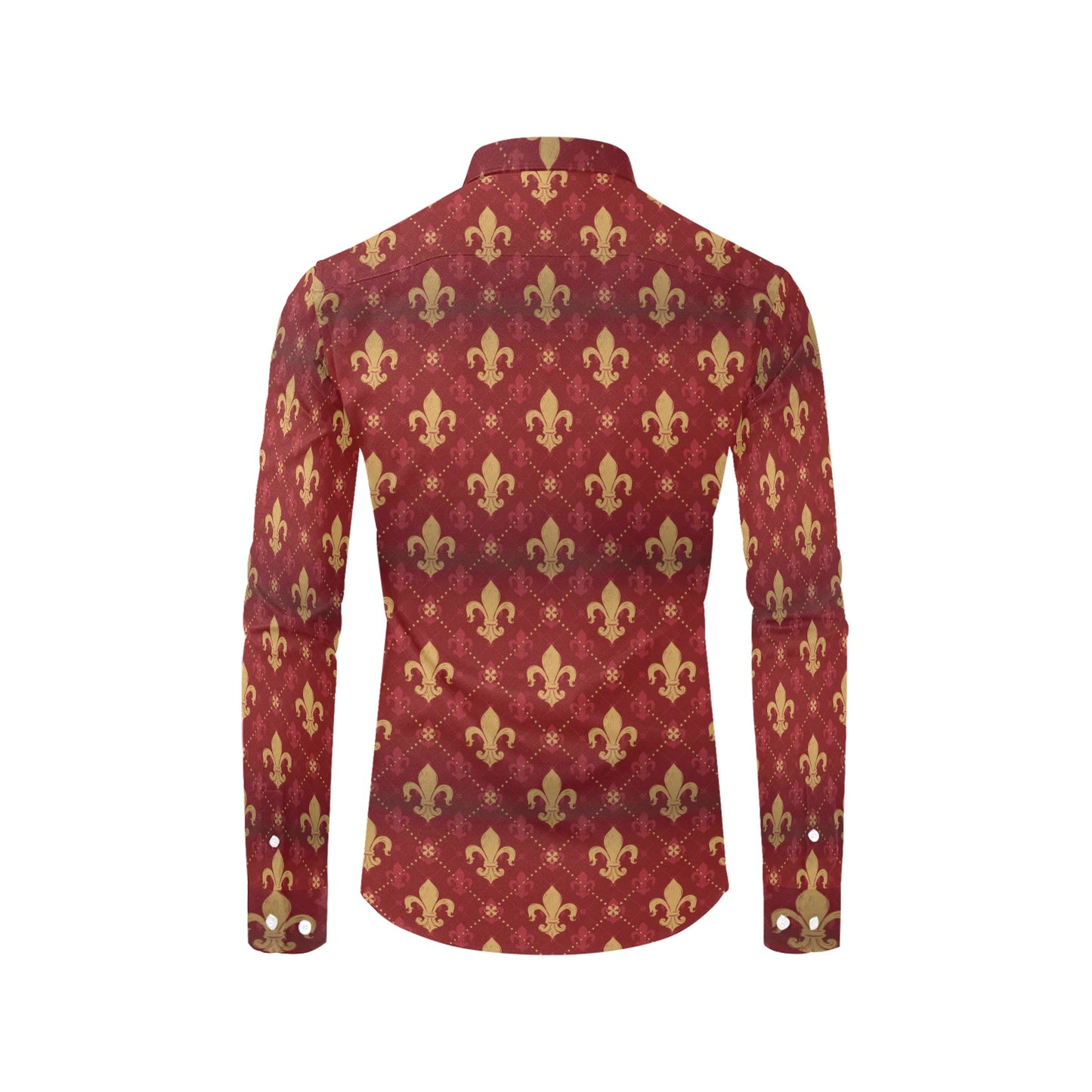 Fleur De Lis Print Design LKS401 Men's Long Sleeve Dress Shirt