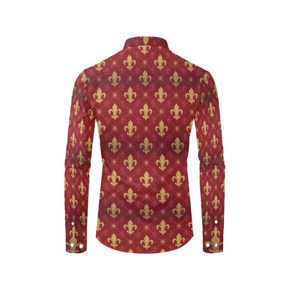 Fleur De Lis Print Design LKS401 Men's Long Sleeve Dress Shirt