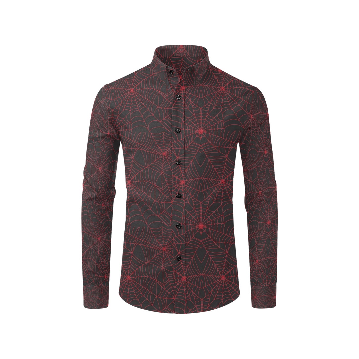 Spider Web Red Print Design LKS302 Men's Long Sleeve Dress Shirt