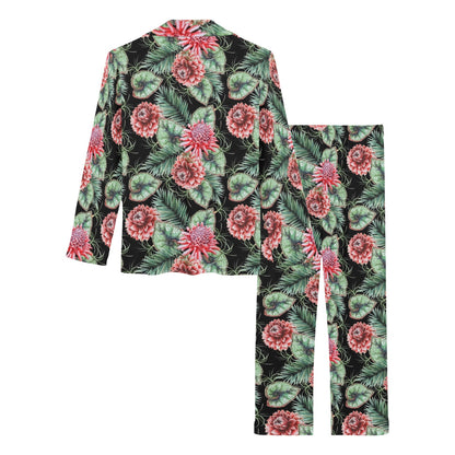 Dahlia Pattern Print Design DH06 Women's Long Pajama Set