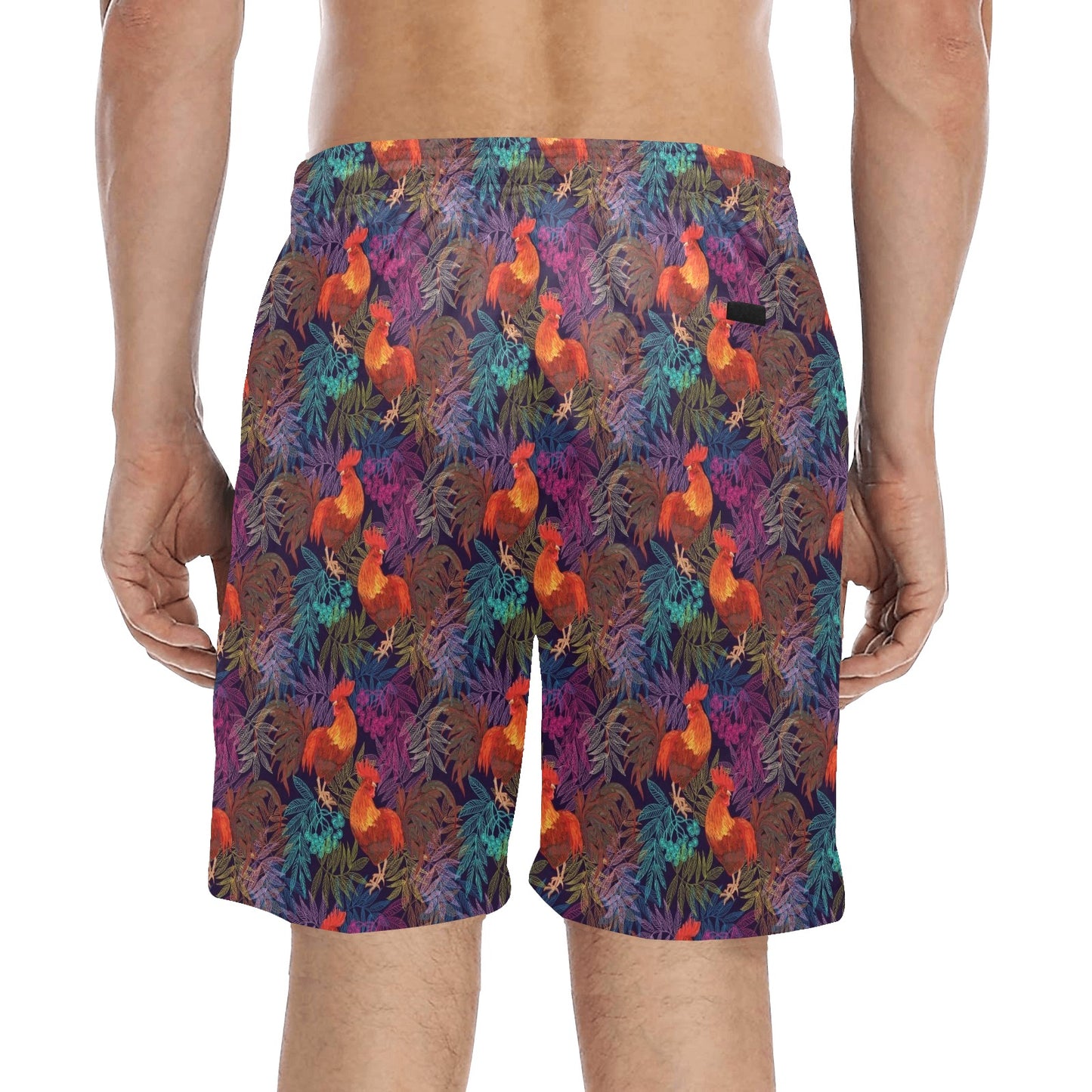 Rooster Print Style Men's Swim Trunks Beach Shorts