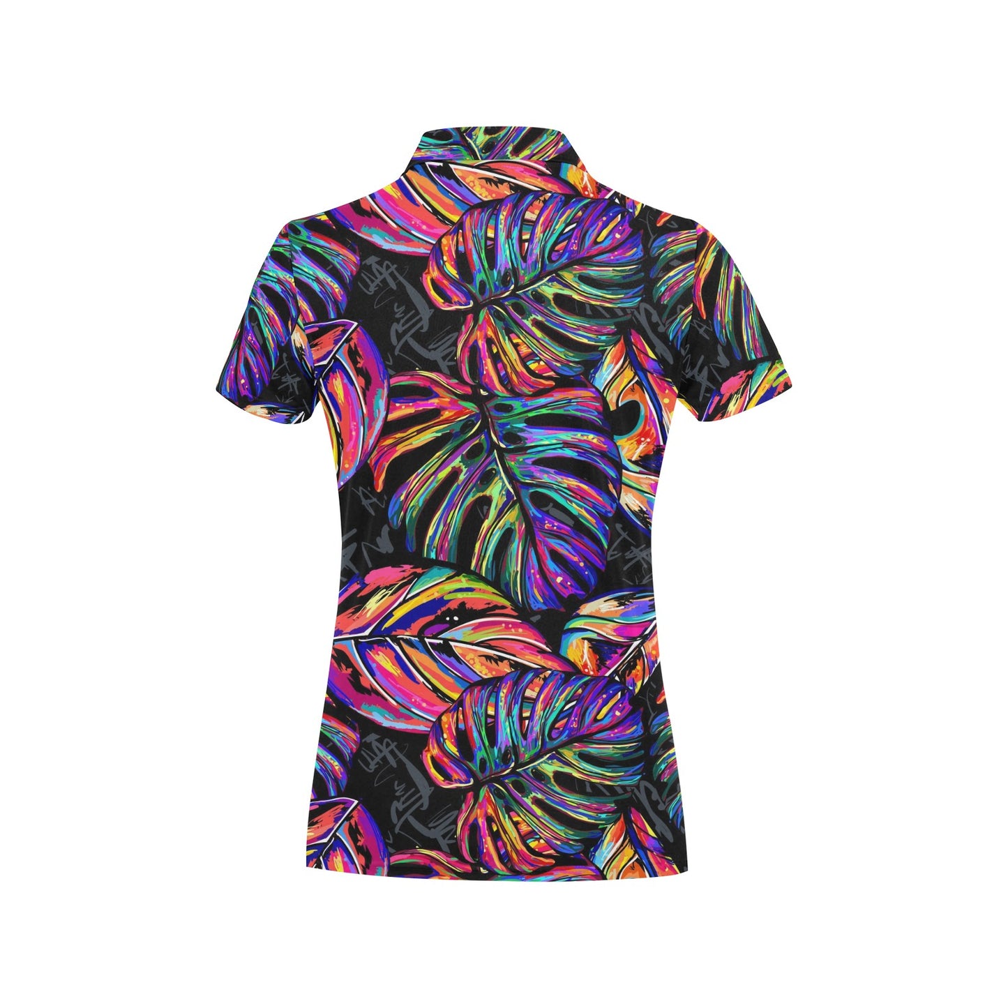 Neon Color Tropical Palm Leaves Women's Polo Shirt