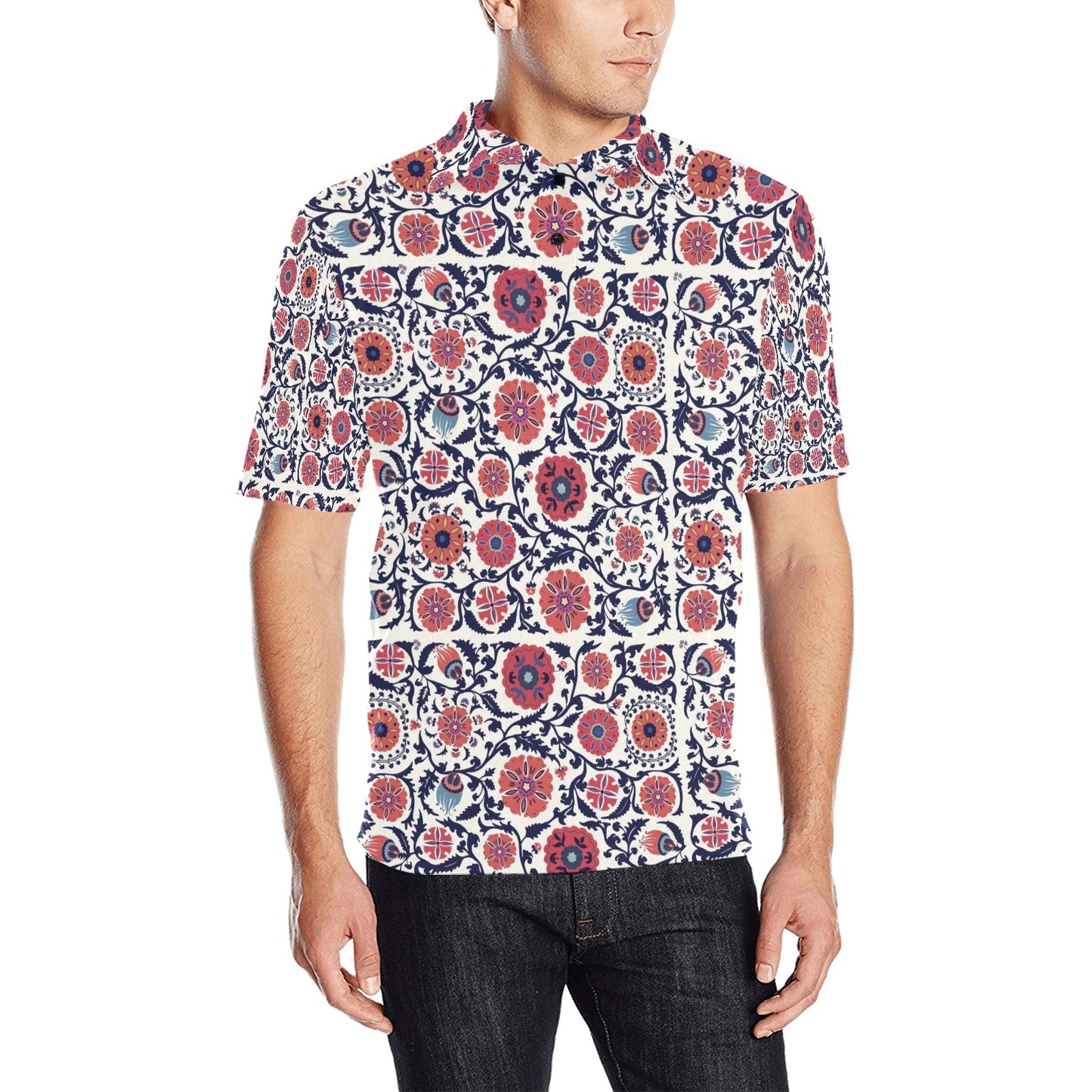 Suzani Print Design LKS304 Men Polo Shirt