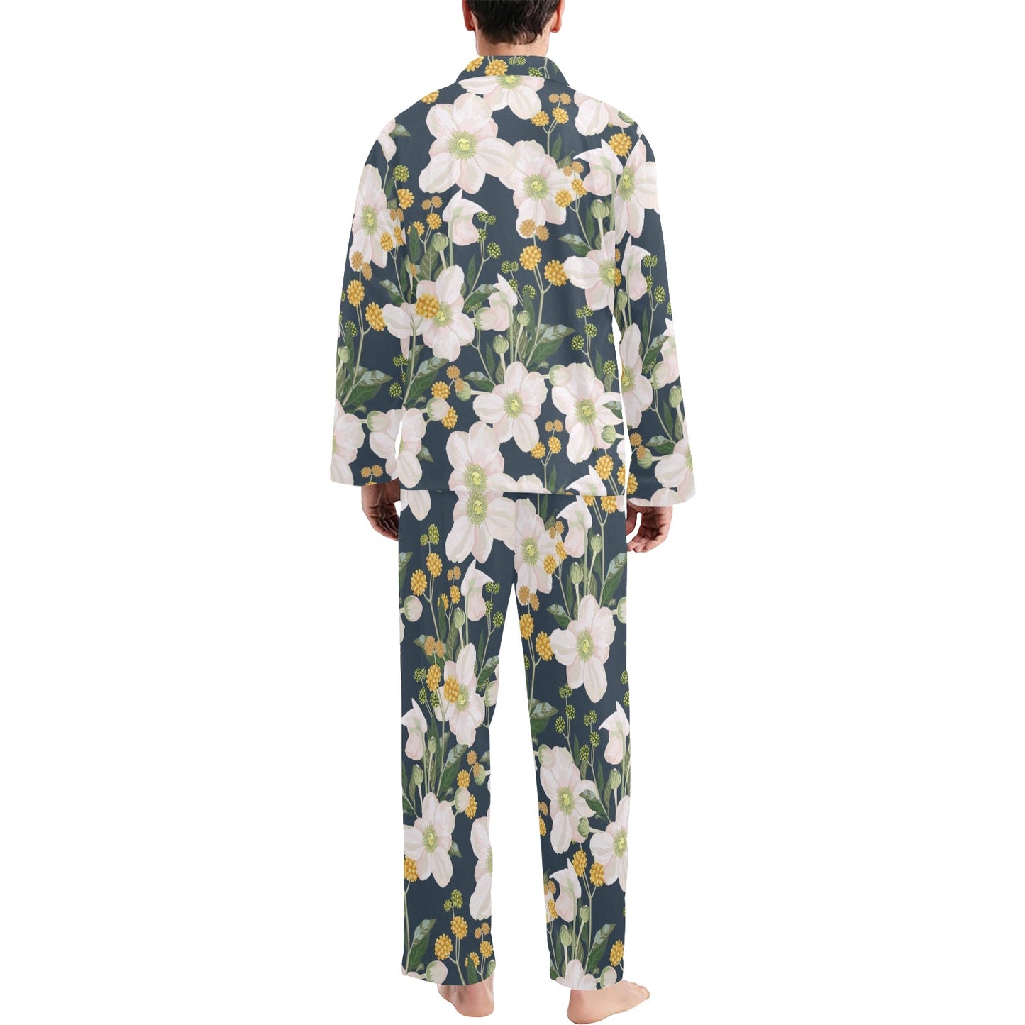 Anemone Pattern Print Design AM04 Men's Long Pajama Set