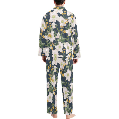 Anemone Pattern Print Design AM04 Men's Long Pajama Set