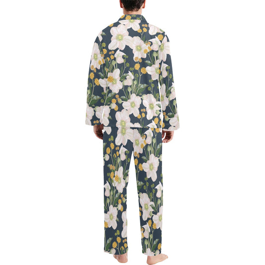 Anemone Pattern Print Design AM04 Men's Long Pajama Set