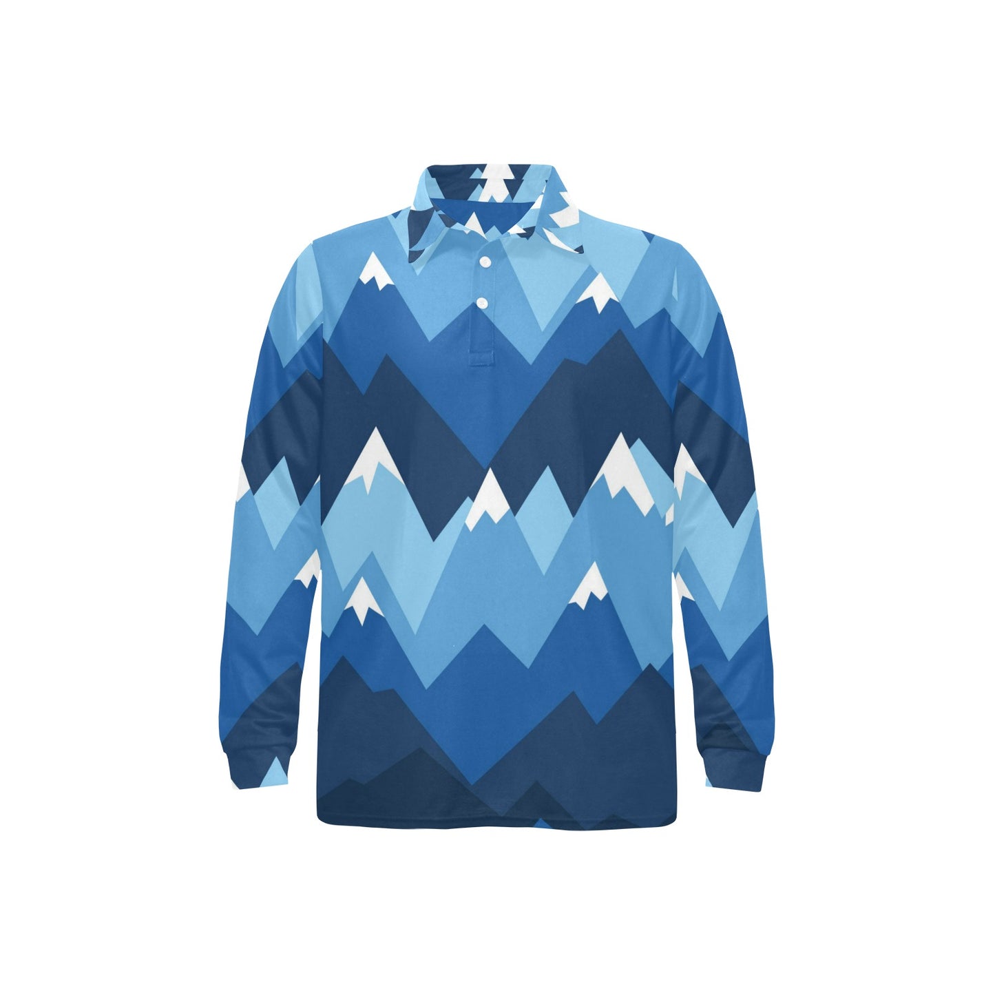 Mountain Pattern Print Design 04 Long Sleeve Polo Shirt For Men's
