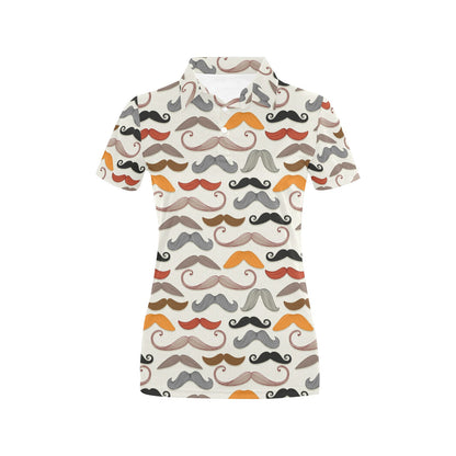 Mustache Pattern Print Design A02 Women's Polo Shirt