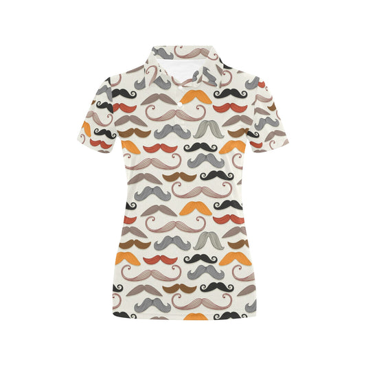 Mustache Pattern Print Design A02 Women's Polo Shirt