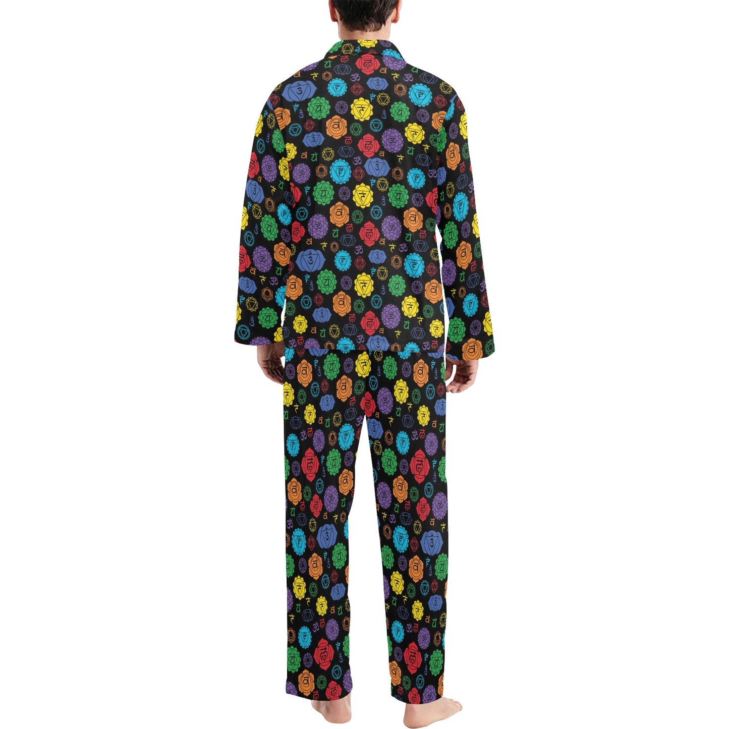 Chakra Pattern Print Design 01 Men's Long Pajama Set