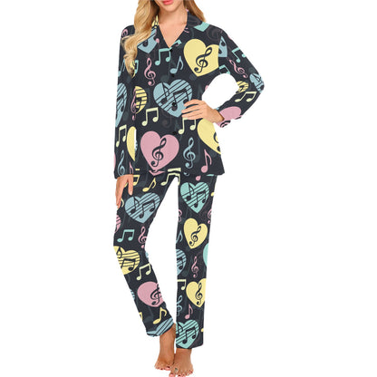 Music note Pattern Print Design A03 Women's Long Pajama Set
