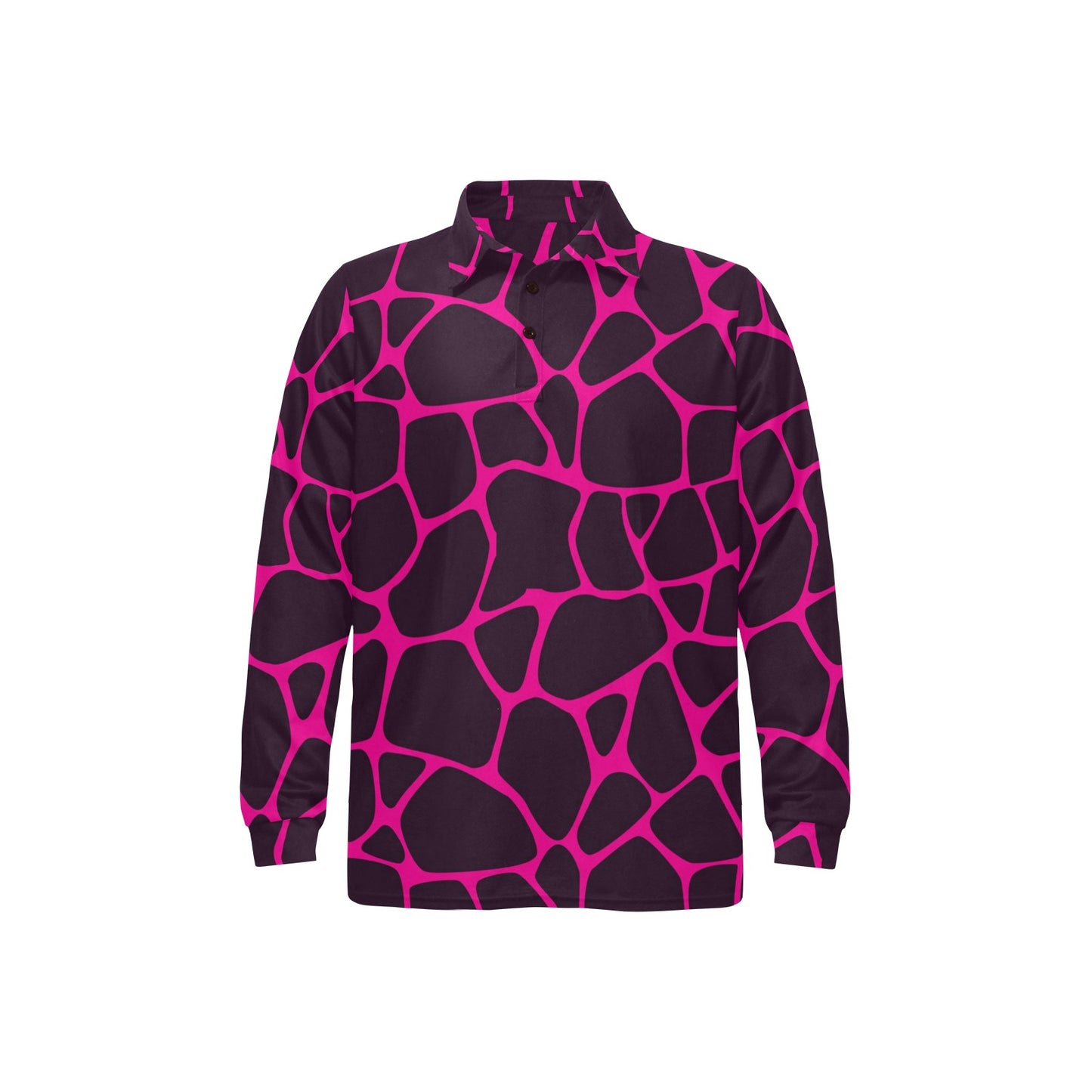 Giraffe Pink Background Texture Print Long Sleeve Polo Shirt For Men's