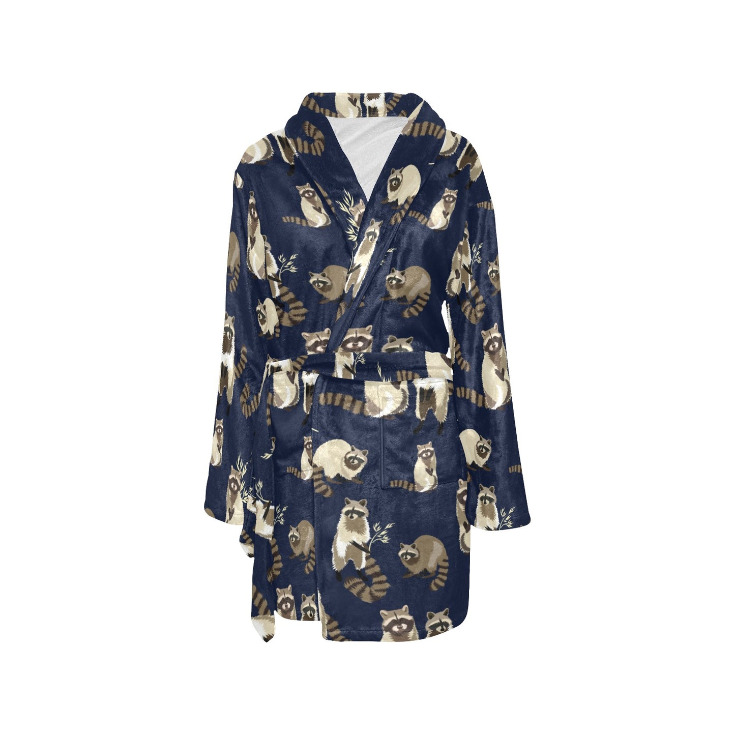 Raccoon Pattern Print Design A06 Women's Fleece Robe