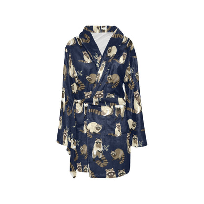 Raccoon Pattern Print Design A06 Women's Fleece Robe
