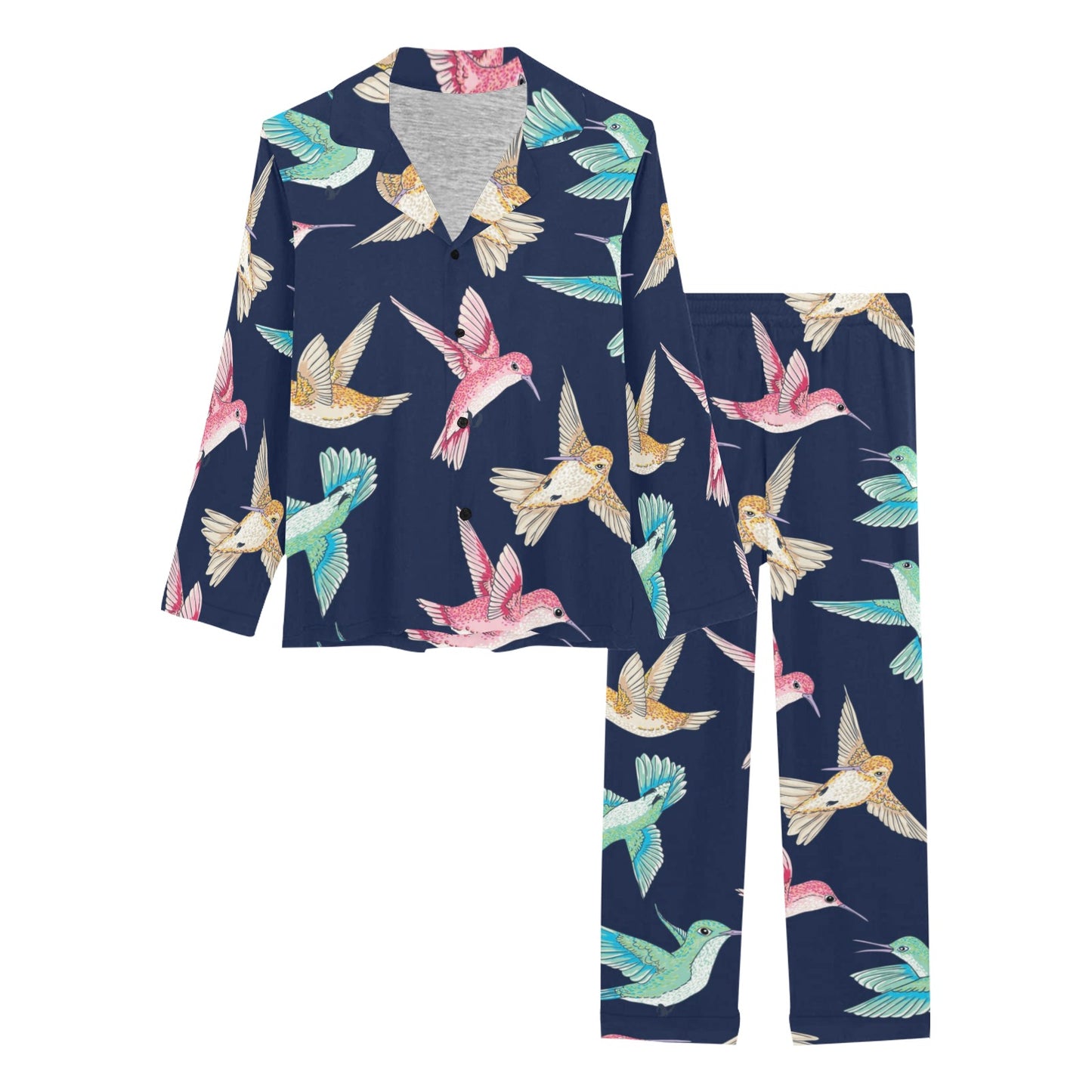 Hummingbird Cute Pattern Print Design 01 Women's Long Pajama Set