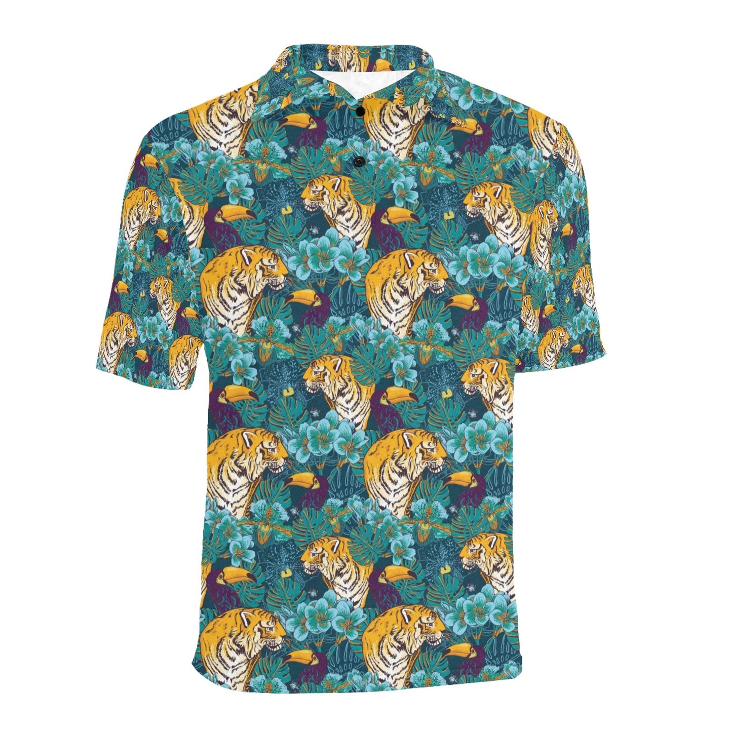 Tiger Tropical Print Design LKS301 Men Polo Shirt