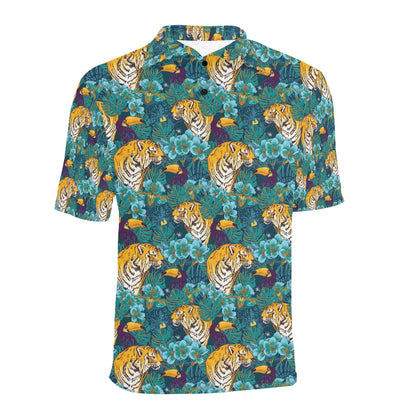Tiger Tropical Print Design LKS301 Men Polo Shirt