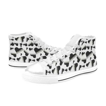 Piano Print Design LKS405 Men's High Top Canvas Shoes