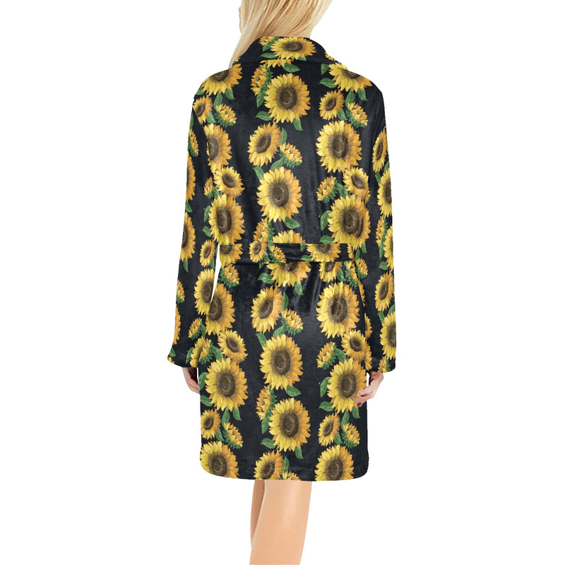 Sunflower Print Design LKS306 Women's Fleece Robe