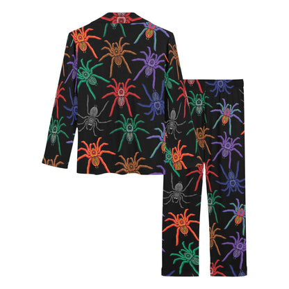 Tarantula Neon Color Pattern Print Design 03 Women's Long Pajama Set