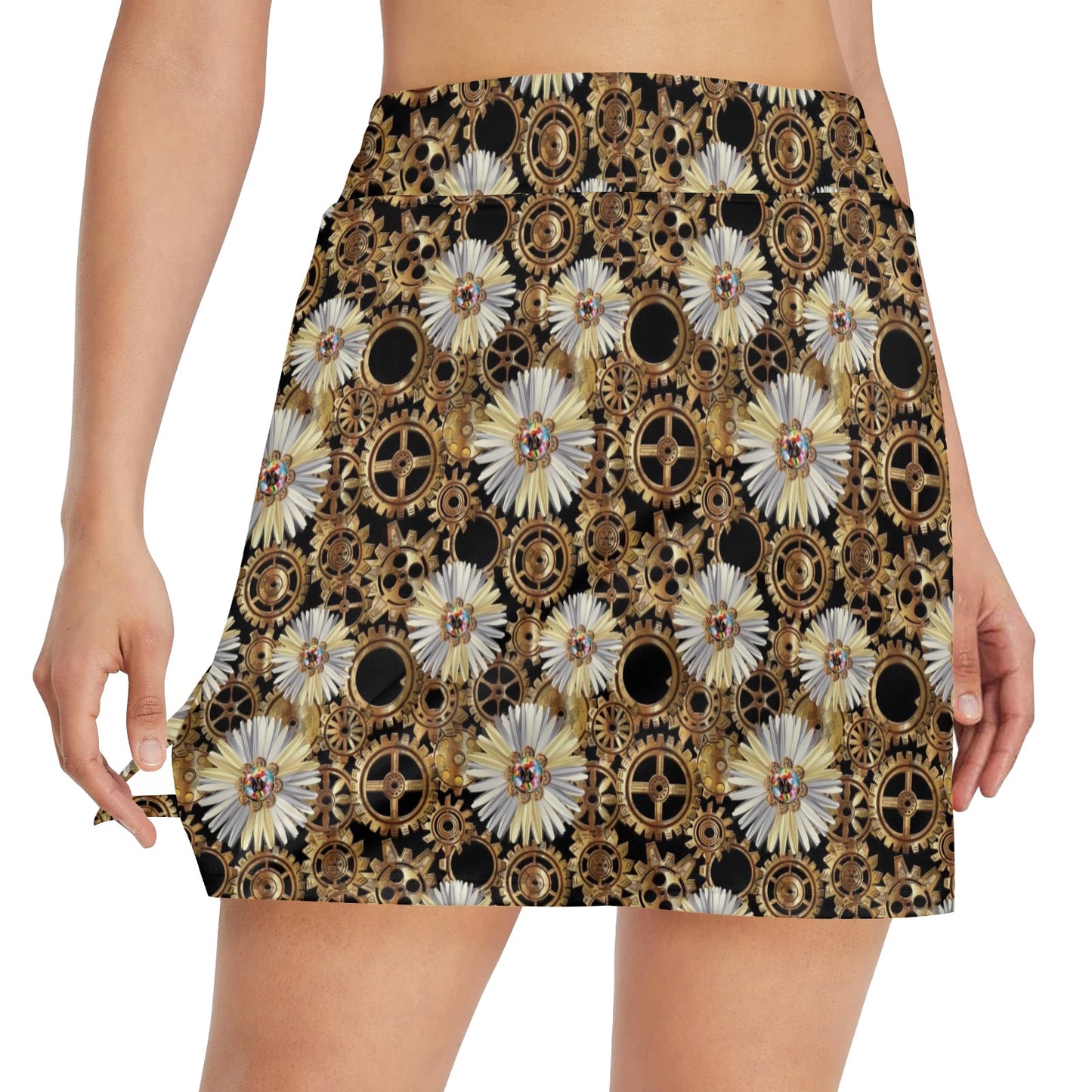 Steampunk Print Design LKS305 17" Golf & Pickleball Skort with Pockets