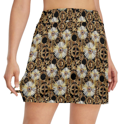 Steampunk Print Design LKS305 17" Golf & Pickleball Skort with Pockets