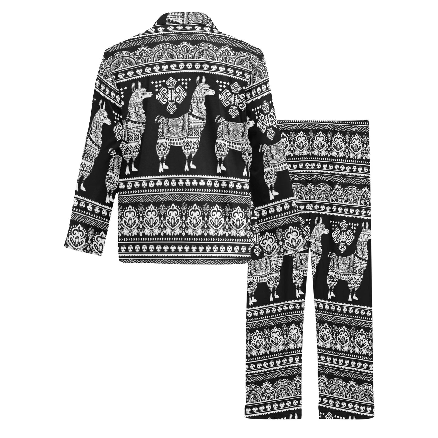 Llama Aztec Style Pattern Print Design 01 Men's Long Pajama Set
