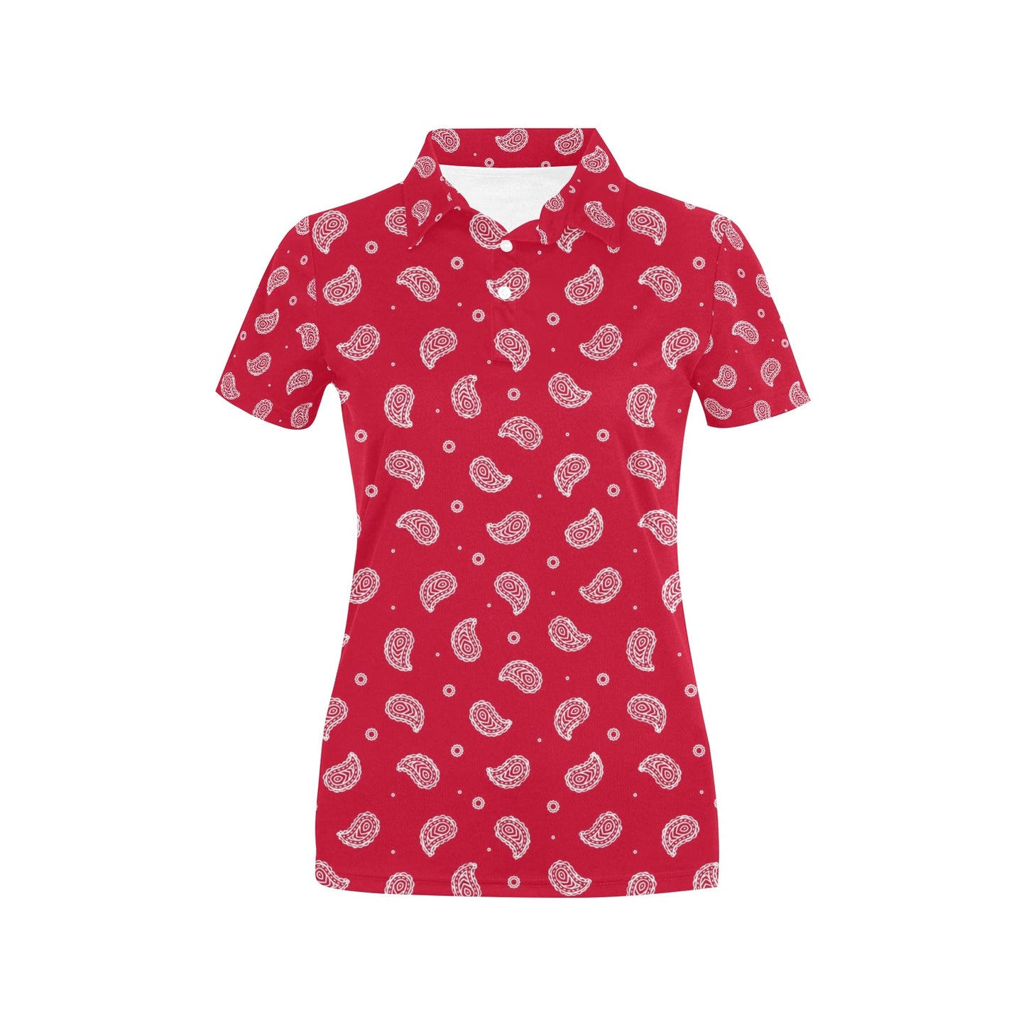 Bandana Red Paisley Print Design LKS305 Women's Polo Shirt
