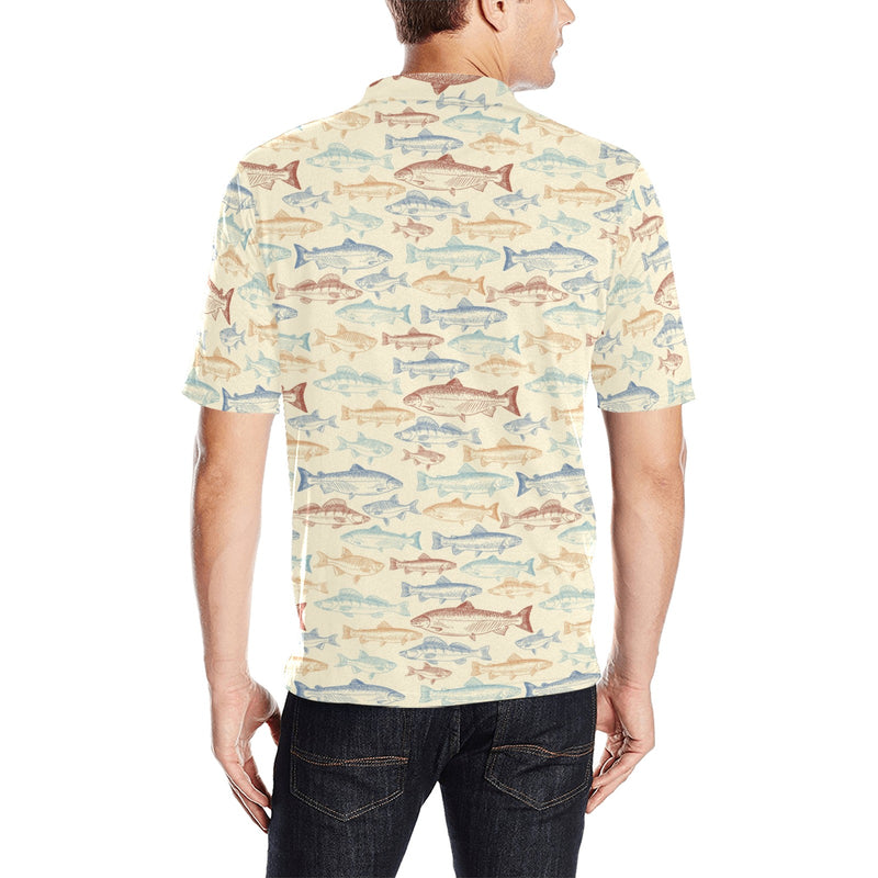 Salmon Fish Print Design LKS302 Men Polo Shirt