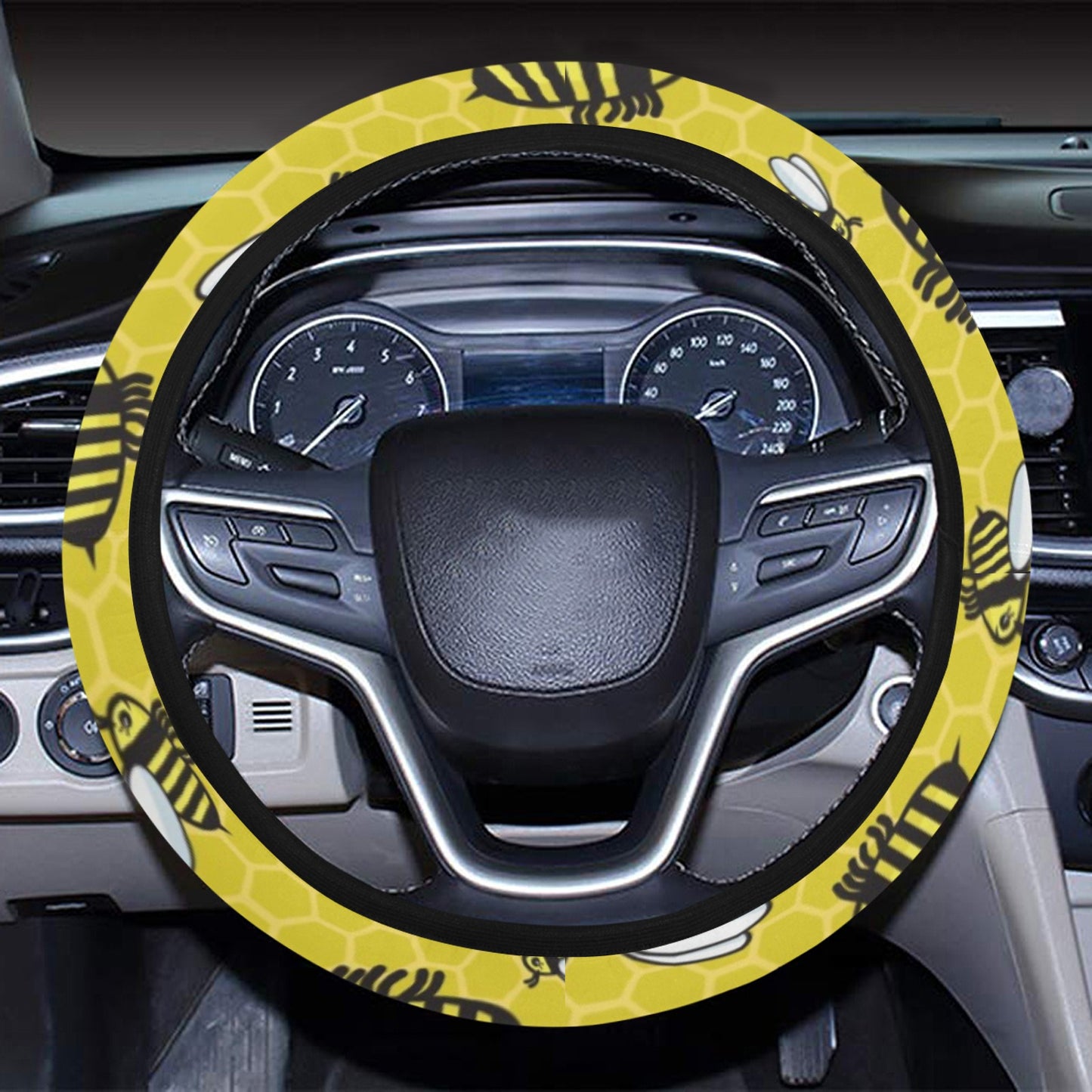 Bee Cute Print Design LKS308 Steering Wheel Cover with Elastic Edge