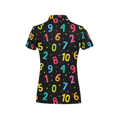 Number Pattern Print Design A04 Women's Polo Shirt
