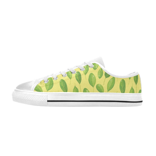 Spinach Print Design LKS302 Women's White Low Top Shoes