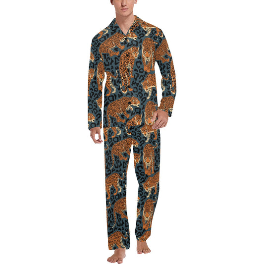 Jaguar Pattern Print Design 04 Men's Long Pajama Set