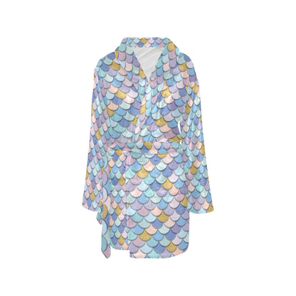 Mermaid Scales Pattern Print Design 05 Women's Fleece Robe